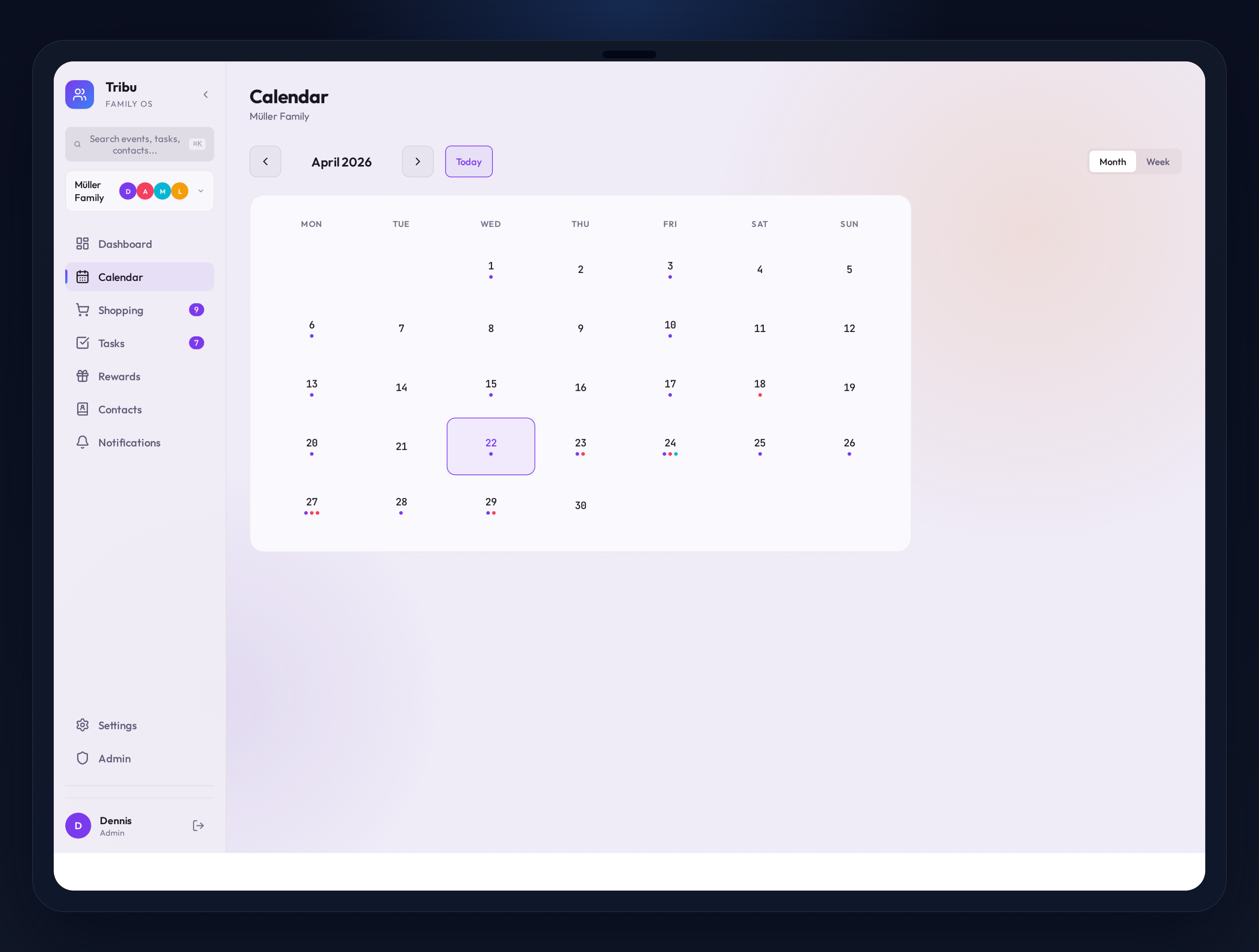 Tribu calendar view