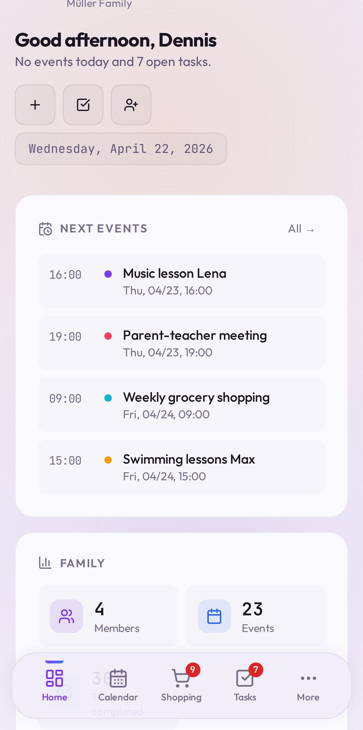 Tribu mobile dashboard